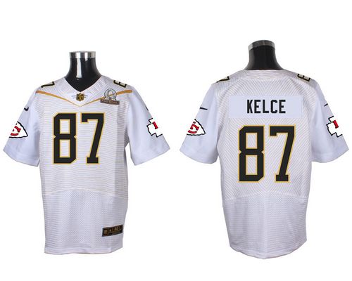 Nike Chiefs #87 Travis Kelce White 2016 Pro Bowl Men's Stitched NFL Elite Jersey